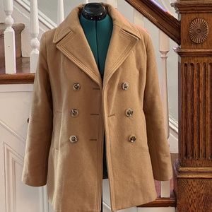 Kenneth Cole Reaction Double-Breasted Wool Camel Pea Coat - 14